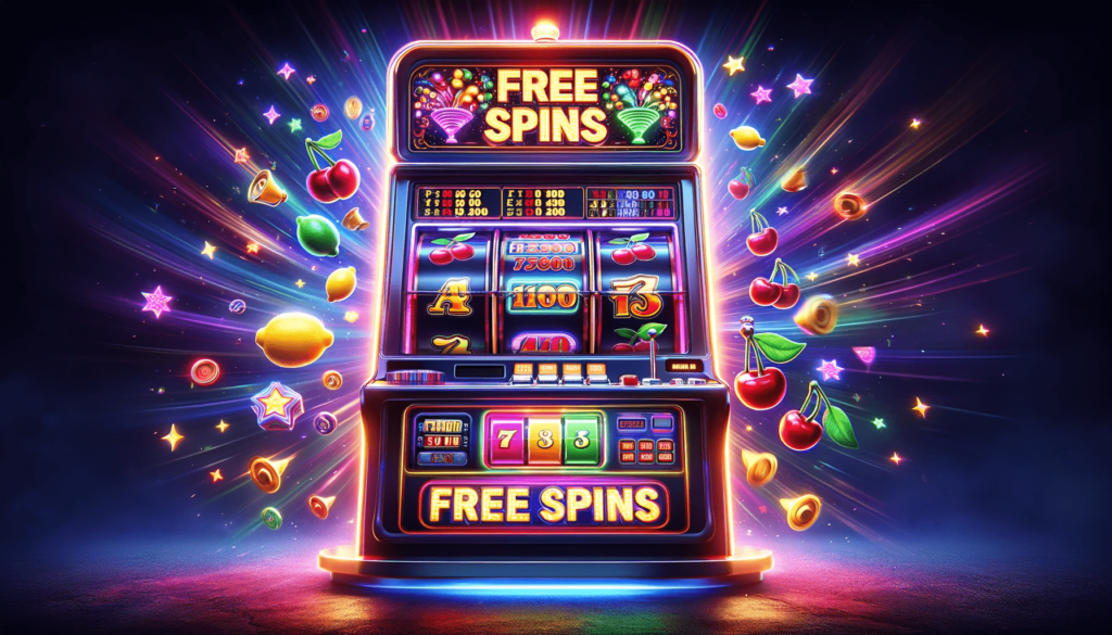 Image of a slot machine with free spins in vivid colors