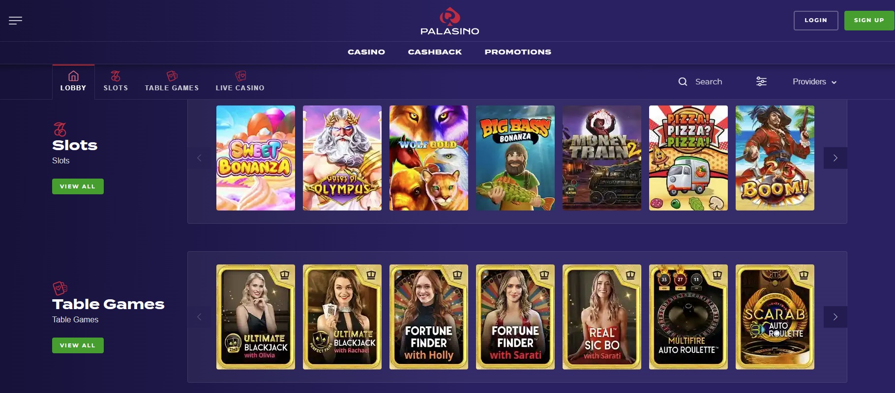 A screenshot of Palasino Online Casino